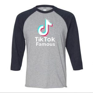 NEW LAT Apparel Unisex 3/4 Sleeve “Tik Tok Famous” Social media Baseball Shirt